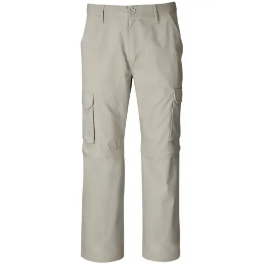 Mens Cargo Zip Off Pants Stone Long Front
